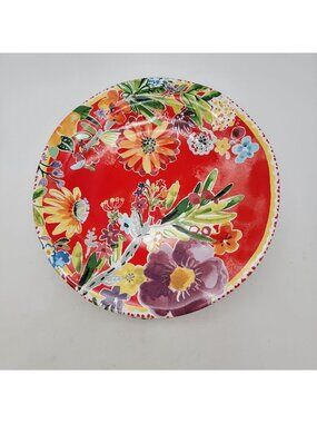 Pier 1 Imports Set Of 4 Floral Porcelain Dinner Plates Red Multicolor